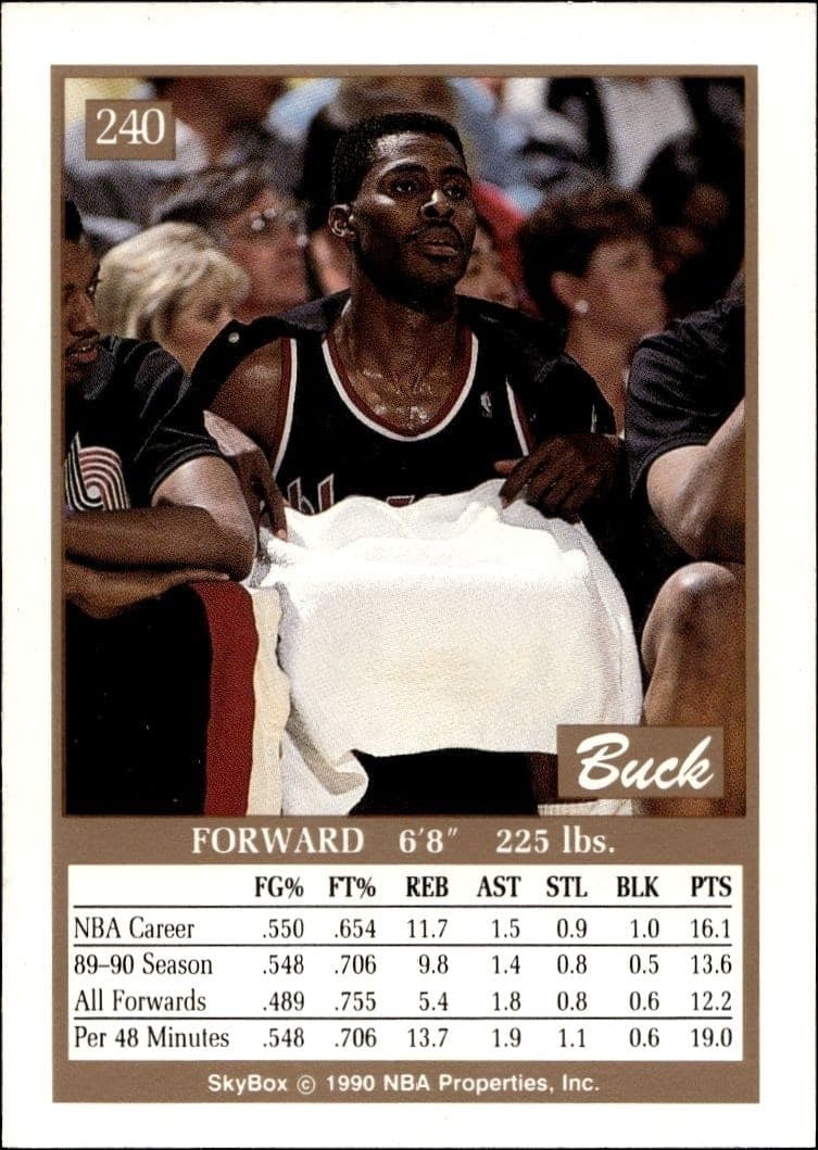 1990-91 Skybox Buck Williams #240 basketball trading card back