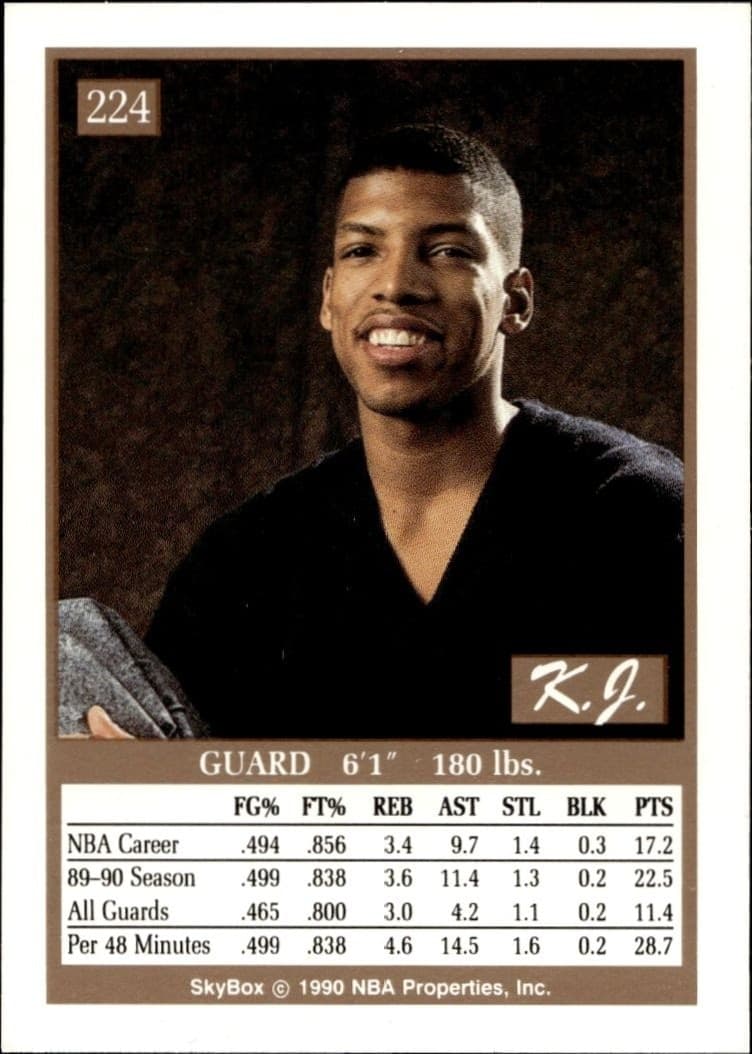 1990-91 Skybox Kevin Johnson #224 basketball trading card back