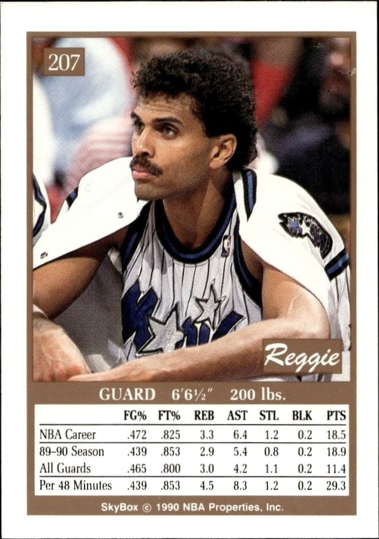 1990-91 Skybox Reggie Theus #207 basketball trading card back