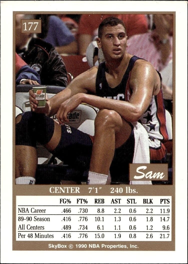 1990-91 Skybox Sam Bowie #177 basketball trading card back