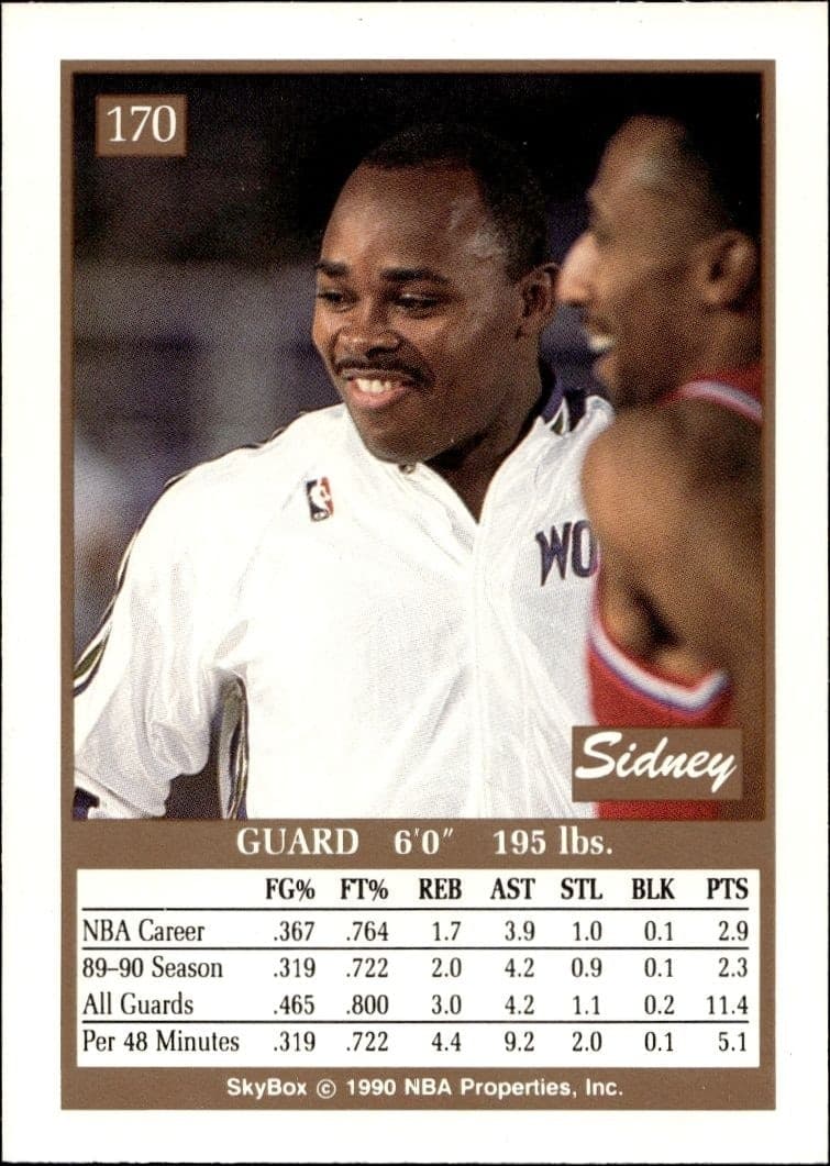 1990-91 Skybox Sidney Lowe #170 basketball trading card back