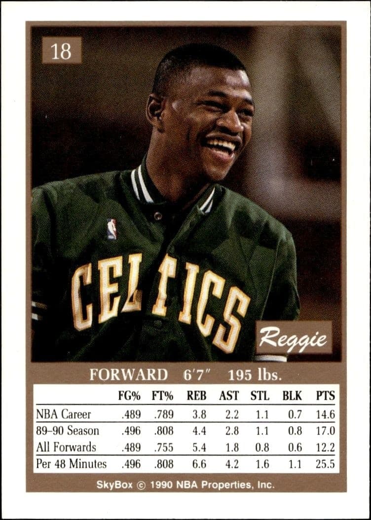 1990-91 Skybox Reggie Lewis #18 basketball trading card back
