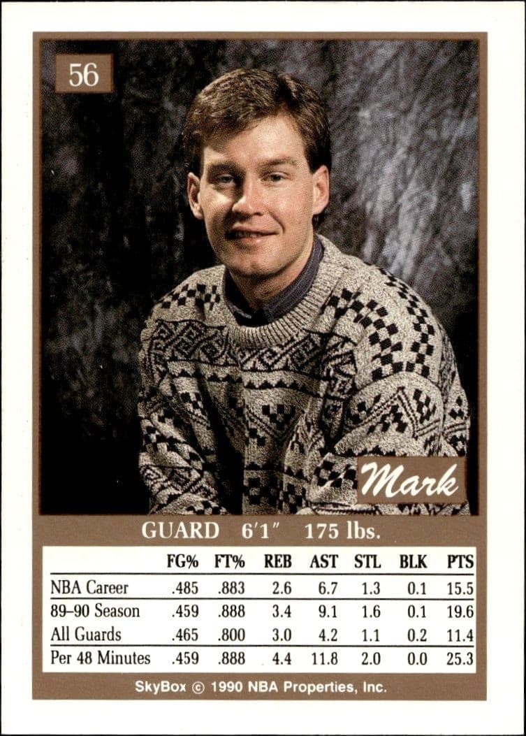 1990-91 Skybox Mark Price #56 basketball trading card back