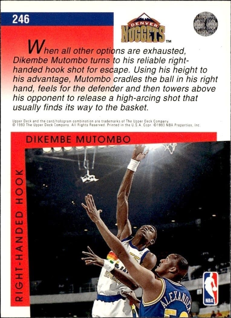 1993-94 Upper Deck Collector's Choice Dikembe Mutombo #246 basketball trading card back