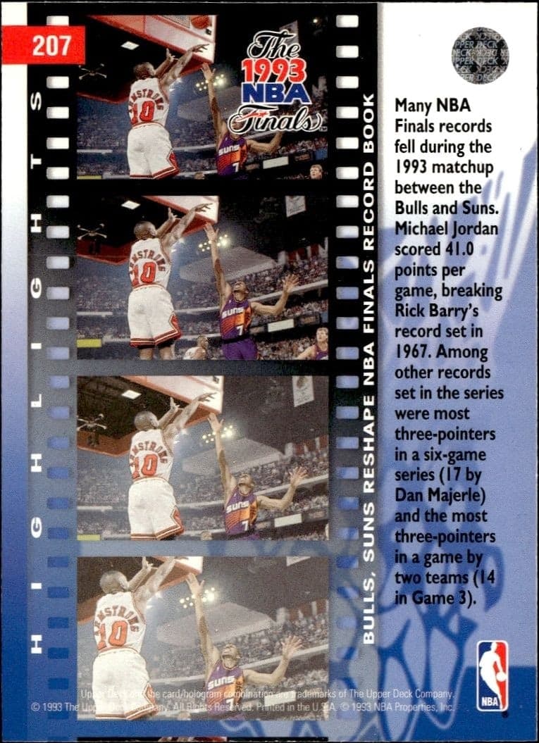 1993-94 Upper Deck Collector's Choice B.J. Armstrong #207 basketball trading card back
