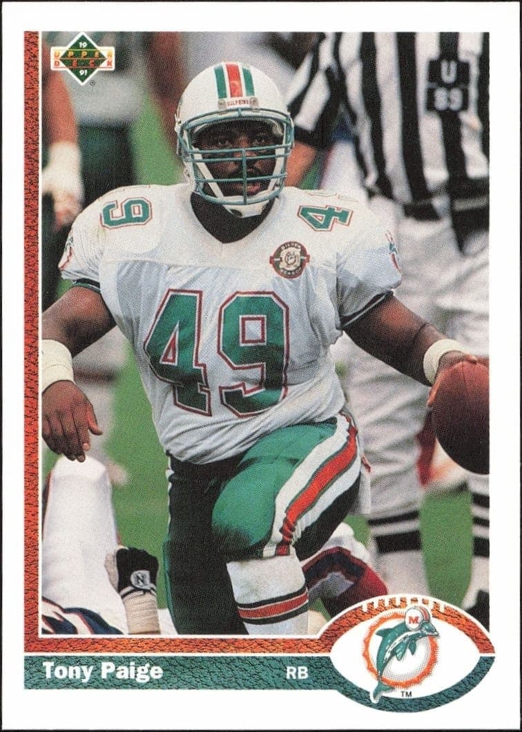 1991 Upper Deck Tony Paige #337 football trading card front