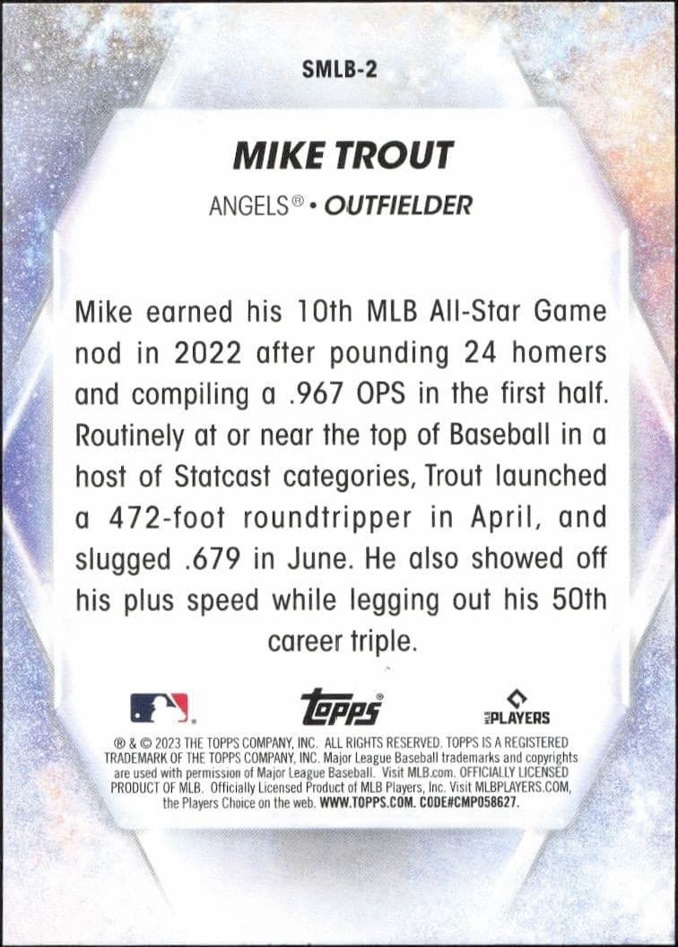 2023 Topps Mike Trout #SMLB-2 baseball trading card back