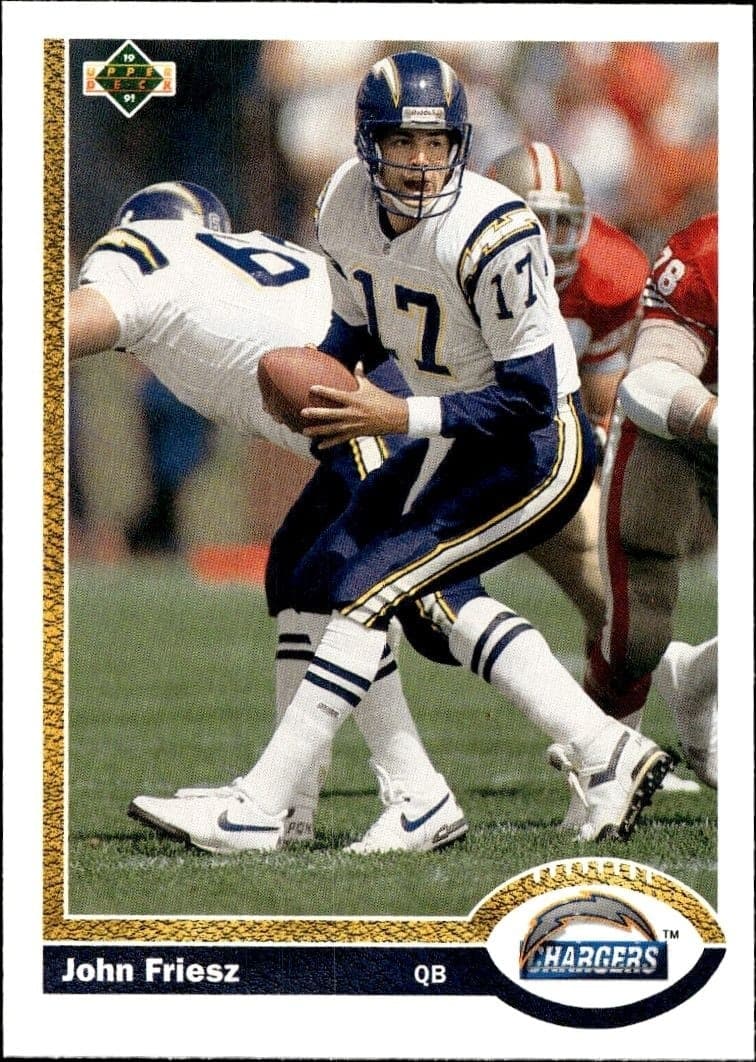 1991 Upper Deck John Friesz #555 football trading card front