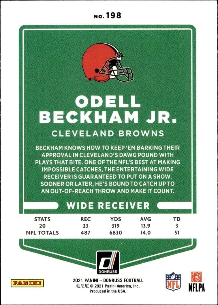 2021 Donruss Odell Beckham Jr. #198 football trading card back