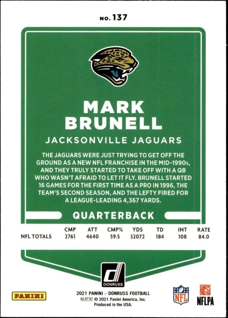 2021 Donruss Mark Brunell #137 football trading card back