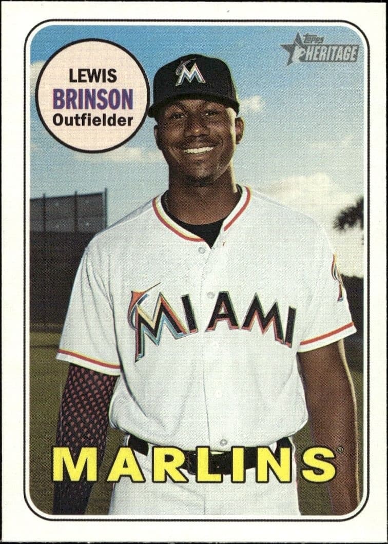 2018 Topps Heritage High Number Lewis Brinson #722 trading card