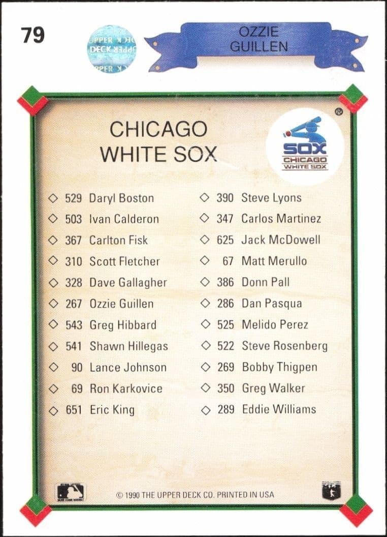 1990 Upper Deck Checklist #79 baseball trading card back