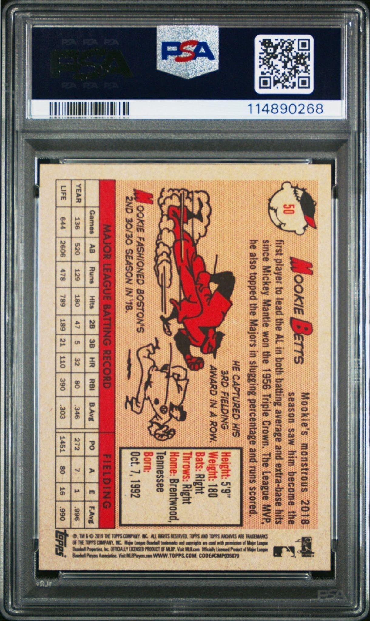 2019 Topps Archives Mookie Betts #50 baseball trading card back
