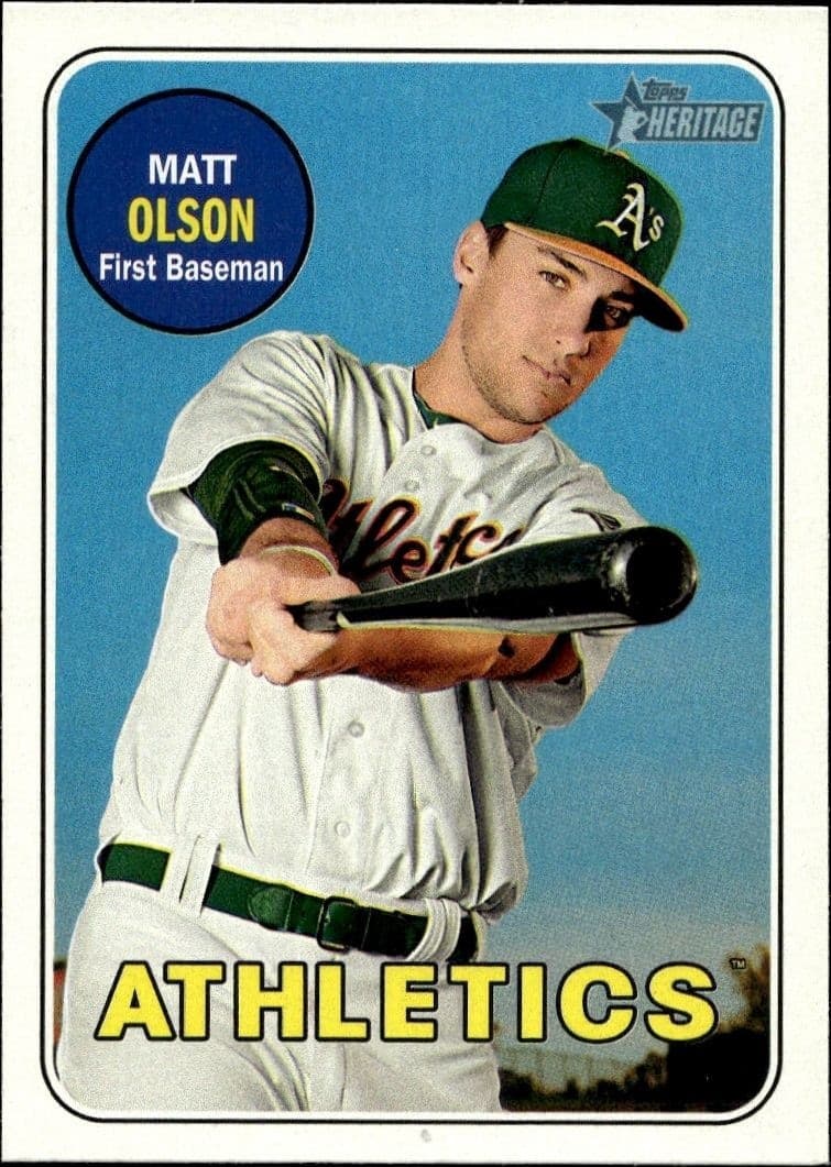 2018 Topps Heritage Matt Olson #302 baseball trading card front