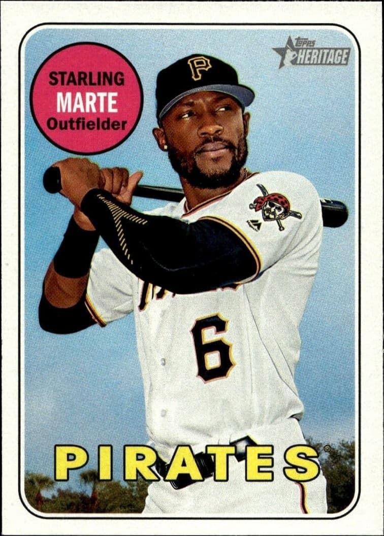 2018 Topps Heritage Starling Marte #185 baseball trading card front