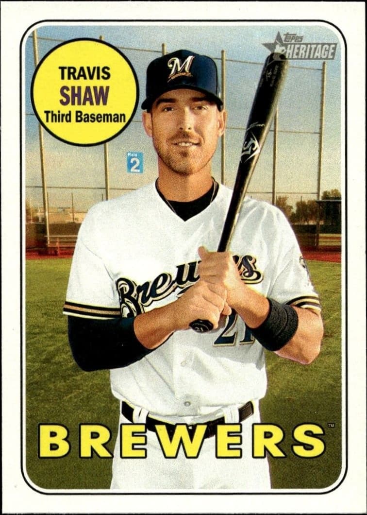 2018 Topps Heritage Travis Shaw #204 baseball trading card front