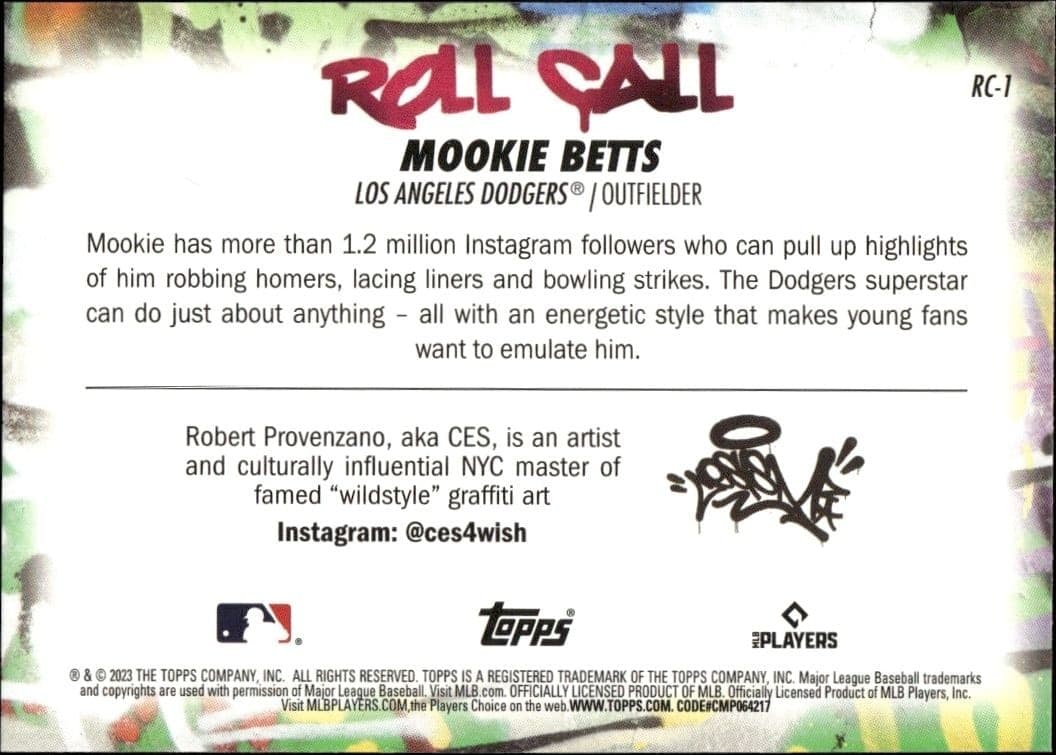 2023 Topps Big League Mookie Betts #RC-1 baseball trading card back