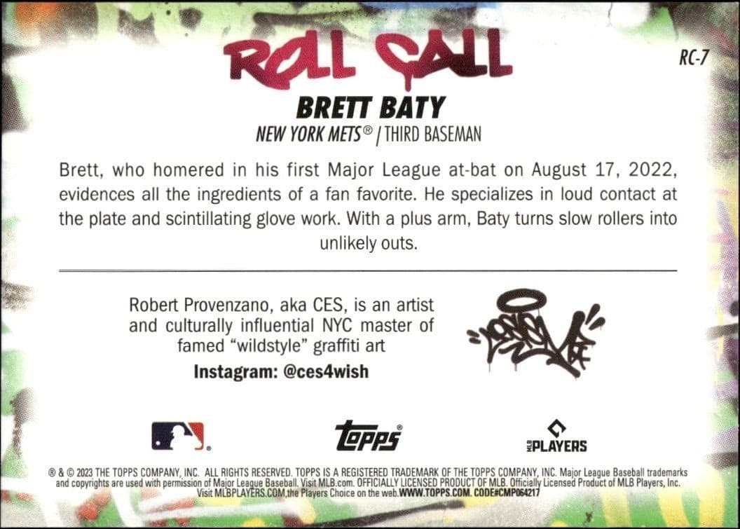 2023 Topps Big League Brett Baty #RC-7 baseball trading card back