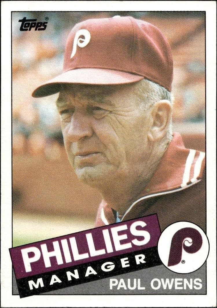 1985 Topps Paul Owens #92 baseball trading card front