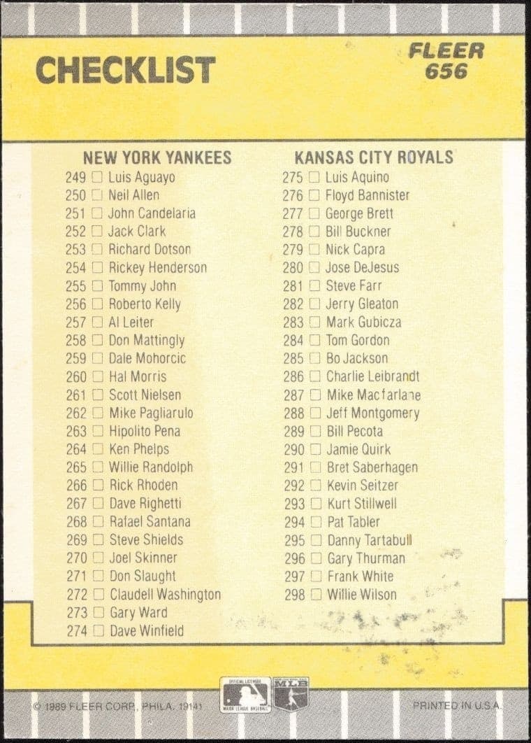 1989 Fleer Blue Pittsburgh Pirates #656 baseball trading card back