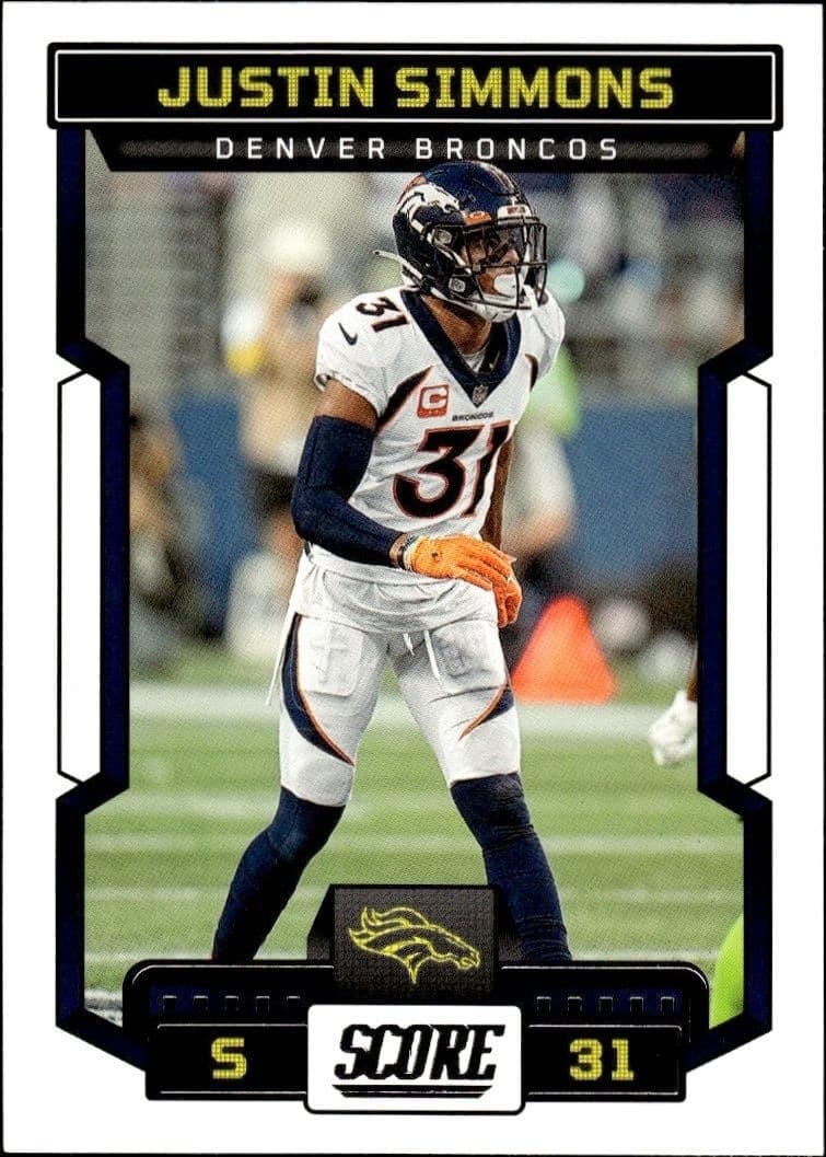 2023 Panini Score Justin Simmons #75 football trading card front