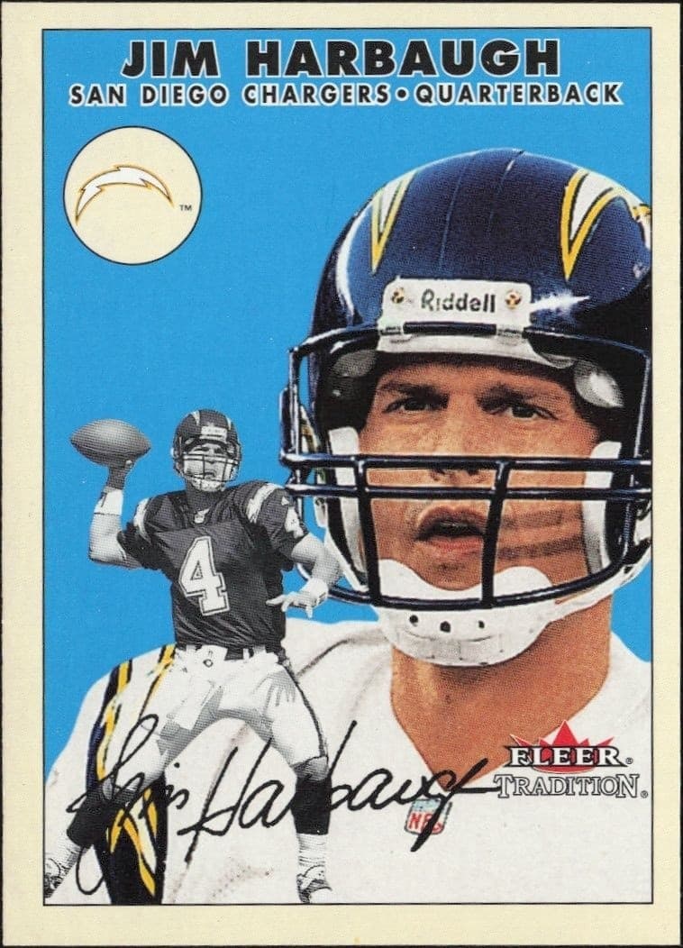 2000 Fleer Tradition Glossy Jim Harbaugh #54 football trading card front