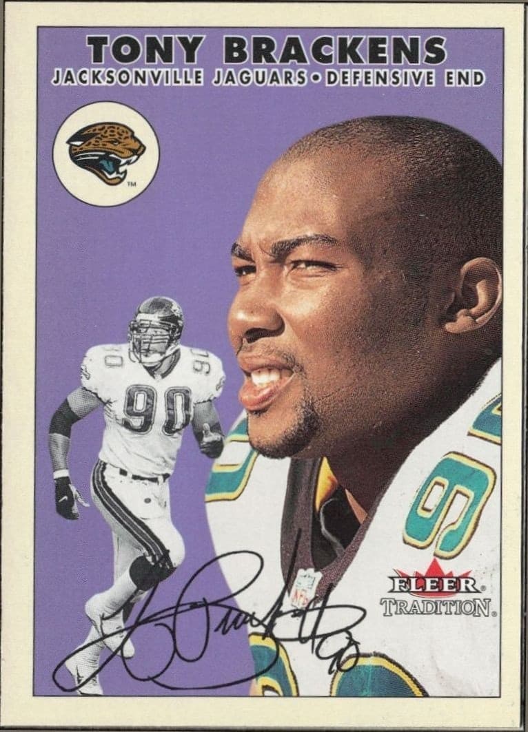 2000 Fleer Tradition Glossy Tony Brackens #75 football trading card front