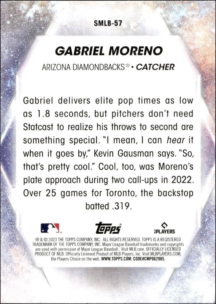 2023 Topps Series 2 Gabriel Moreno #SMLBC-57 baseball trading card back