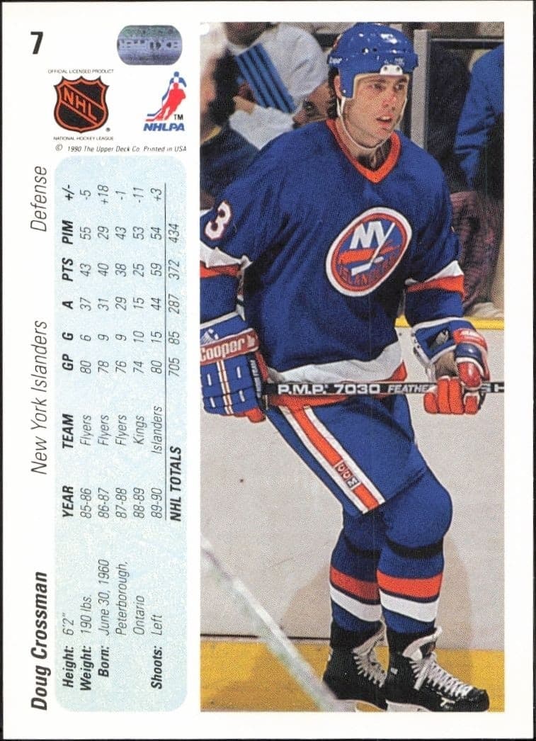 1990-91 Upper Deck Doug Crossman #7 hockey trading card back