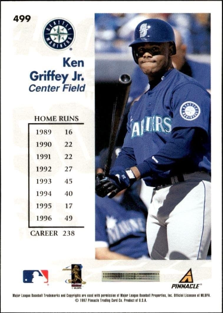 1997 Pinnacle Score Ken Griffey Jr. #499 baseball trading card back