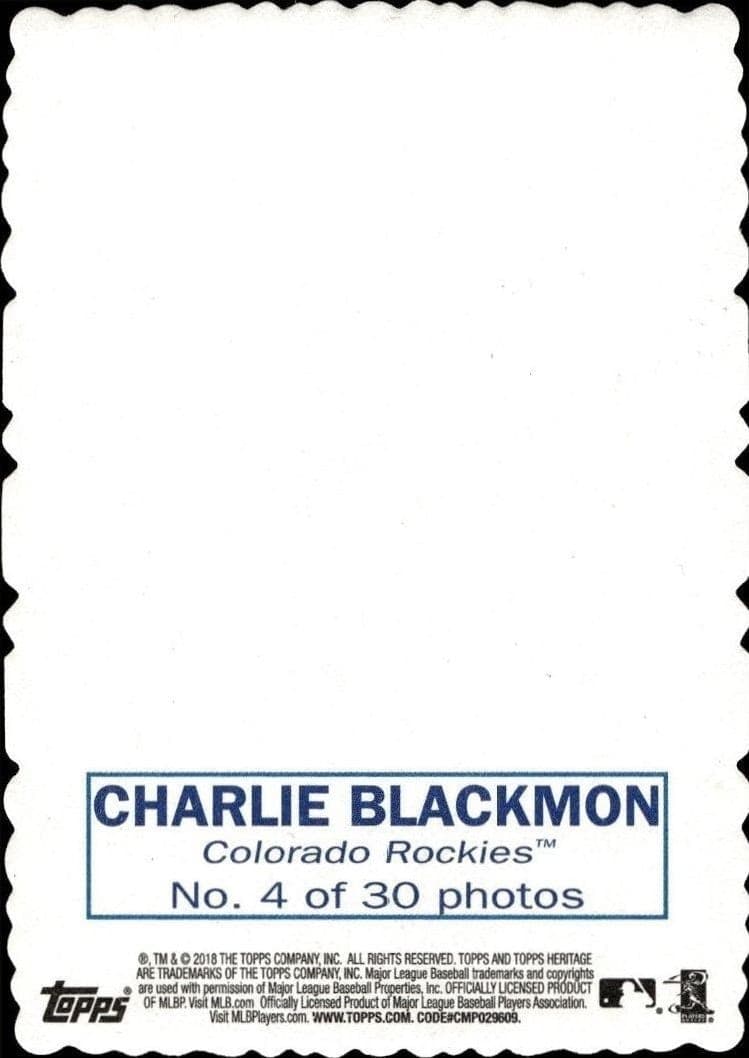 2018 Topps Heritage Charlie Blackmon #4 baseball trading card back