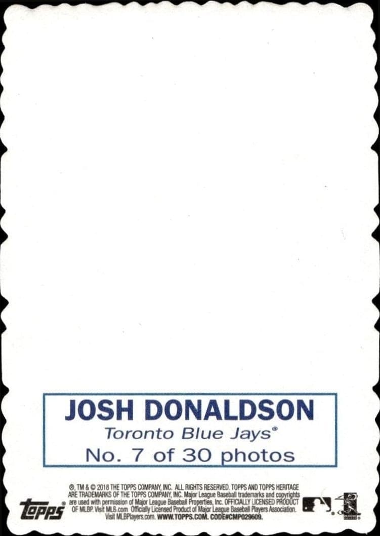2018 Topps Heritage Josh Donaldson #7 baseball trading card back