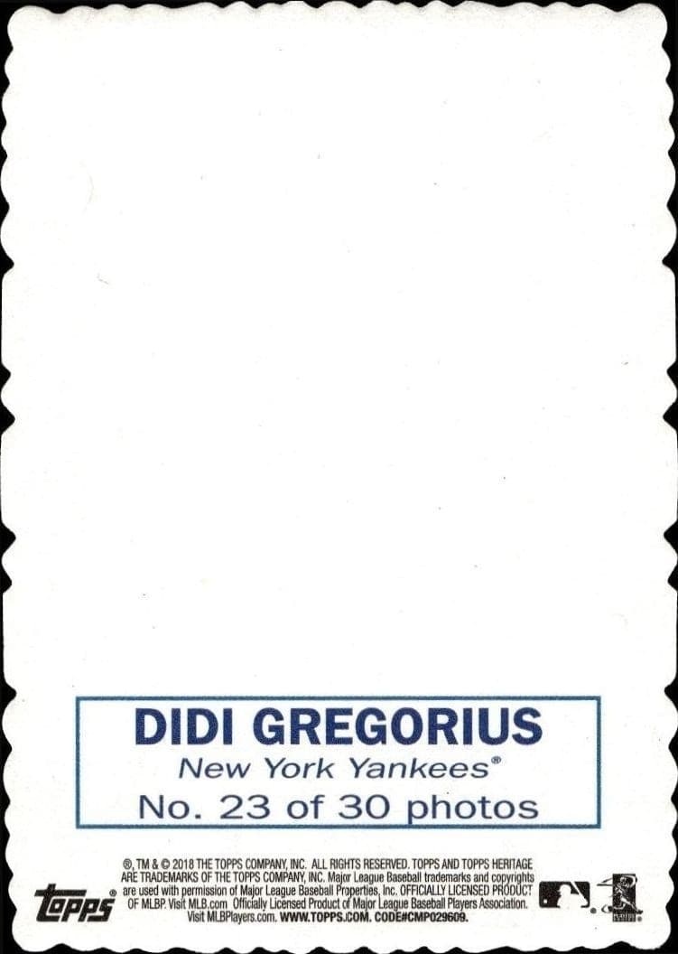 2018 Topps Heritage Didi Gregorius #23 baseball trading card back