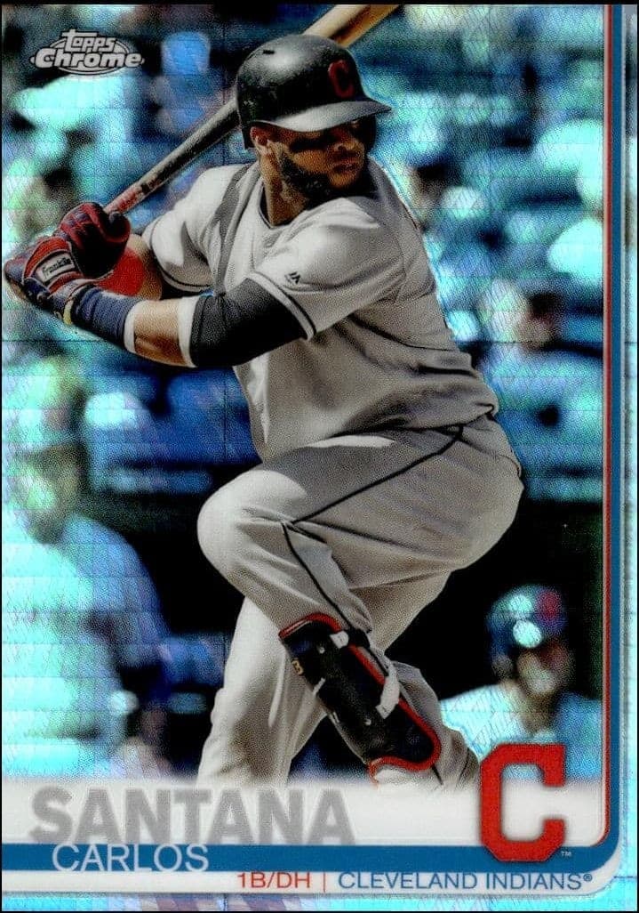 2019 Topps Chrome Carlos Santana #44 baseball trading card front