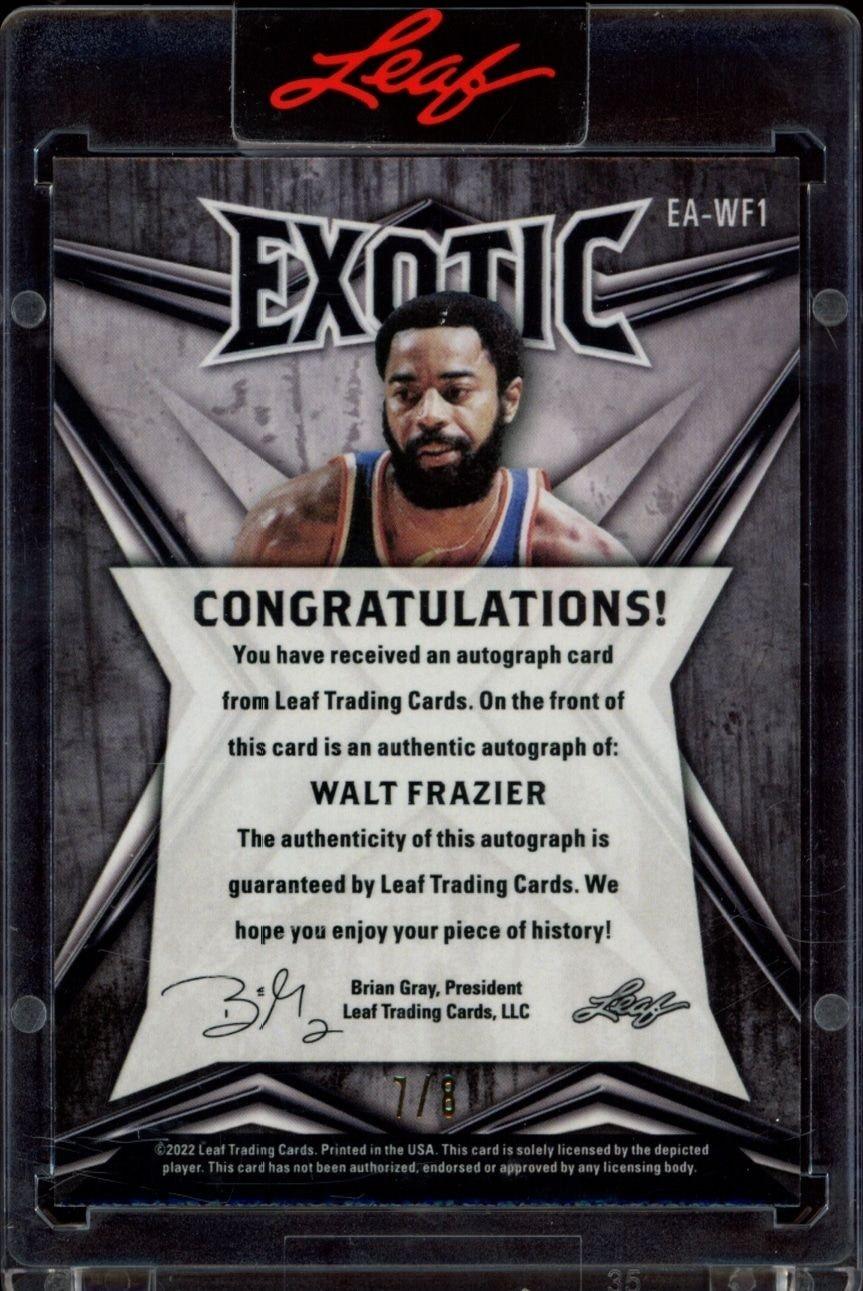 2022-23 Leaf Exotic Walt Frazier #EA-WF1 basketball trading card back