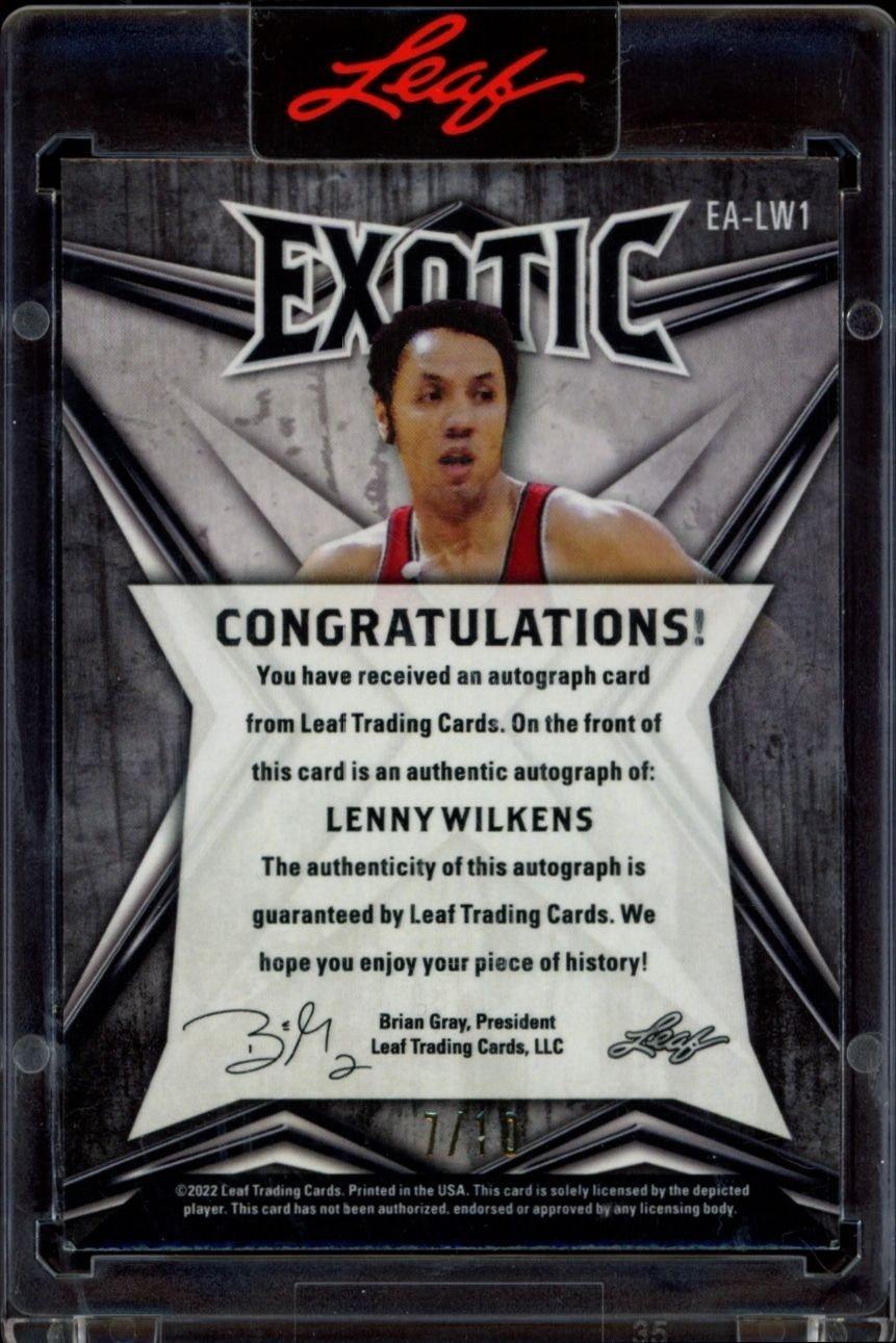 2022-23 Leaf Exotic Lenny Wilkens #EA-LW1 basketball trading card back