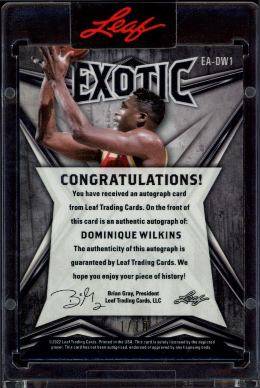 2022-23 Leaf Exotic Dominique Wilkins #EA-DW1 basketball trading card back