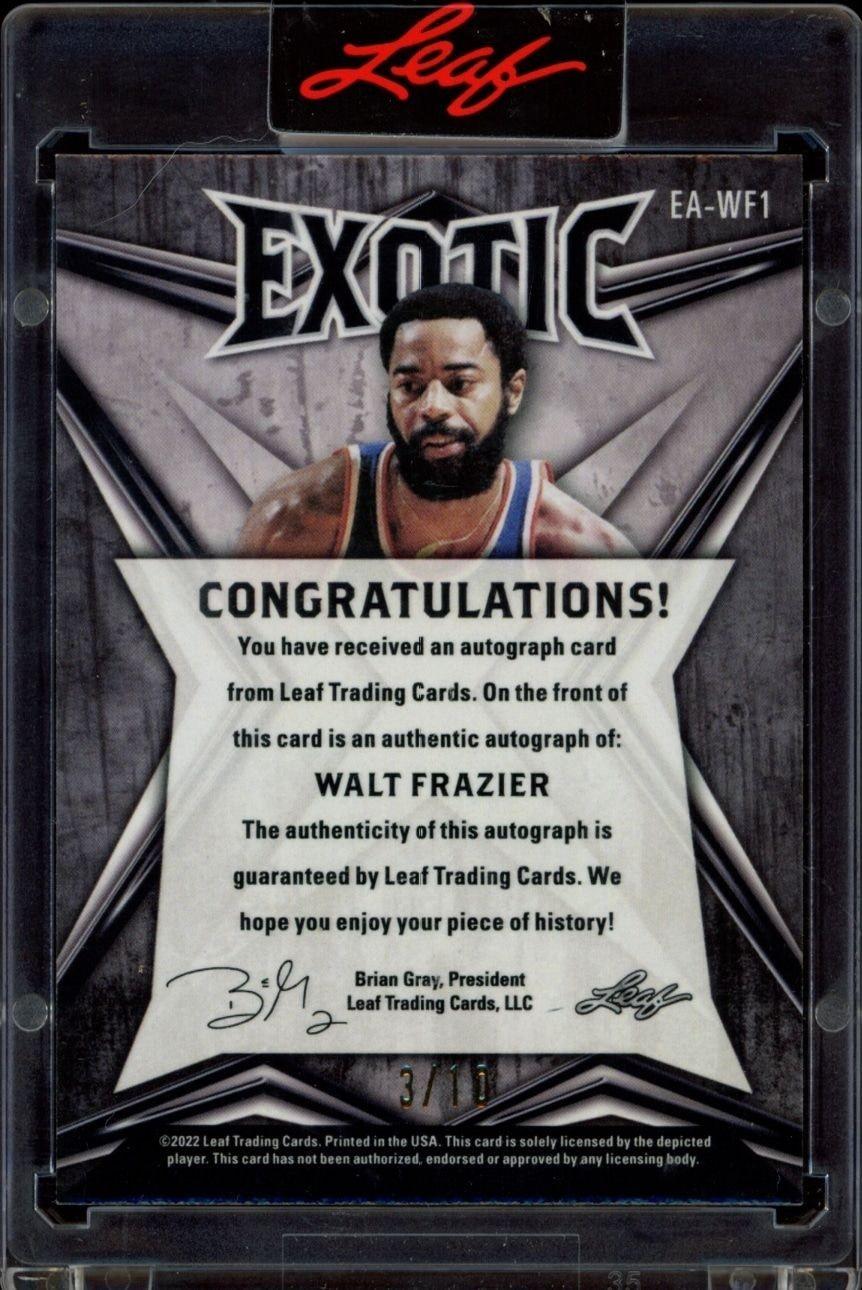 2022-23 Leaf Exotic Walt Frazier #EA-WF1 basketball trading card back