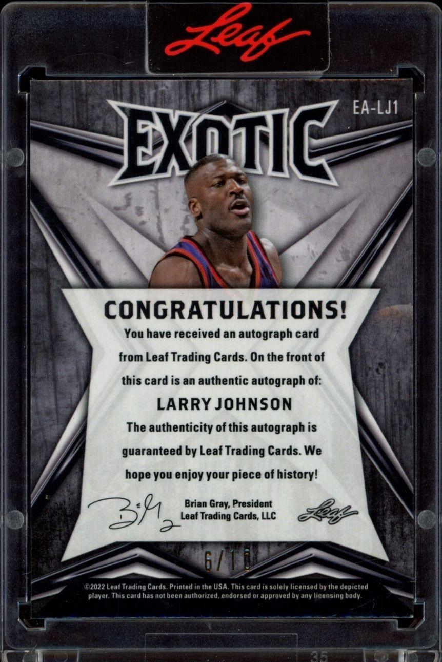 2022-23 Leaf Exotic Larry Johnson #EA-LJ1 basketball trading card back