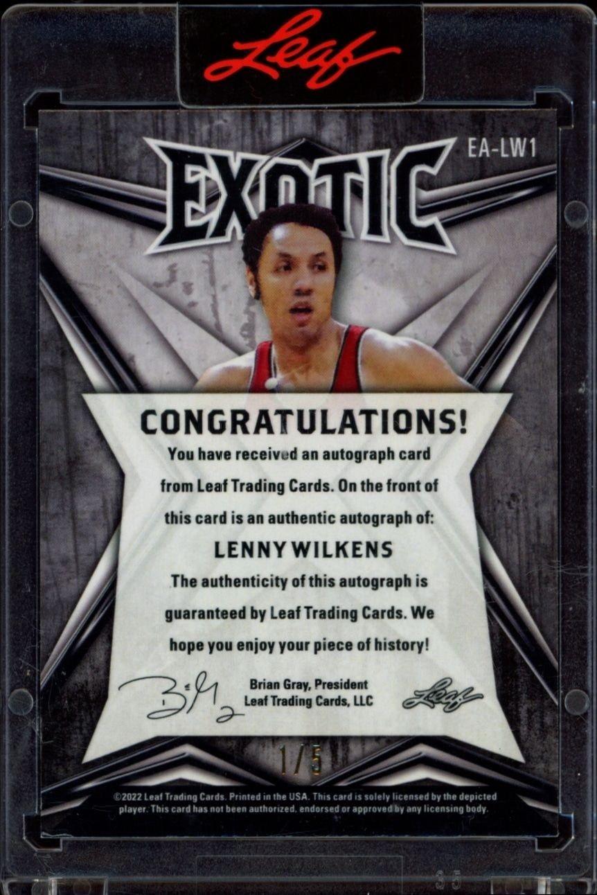 2022-23 Leaf Exotic Lenny Wilkens #EA-LW1 basketball trading card back