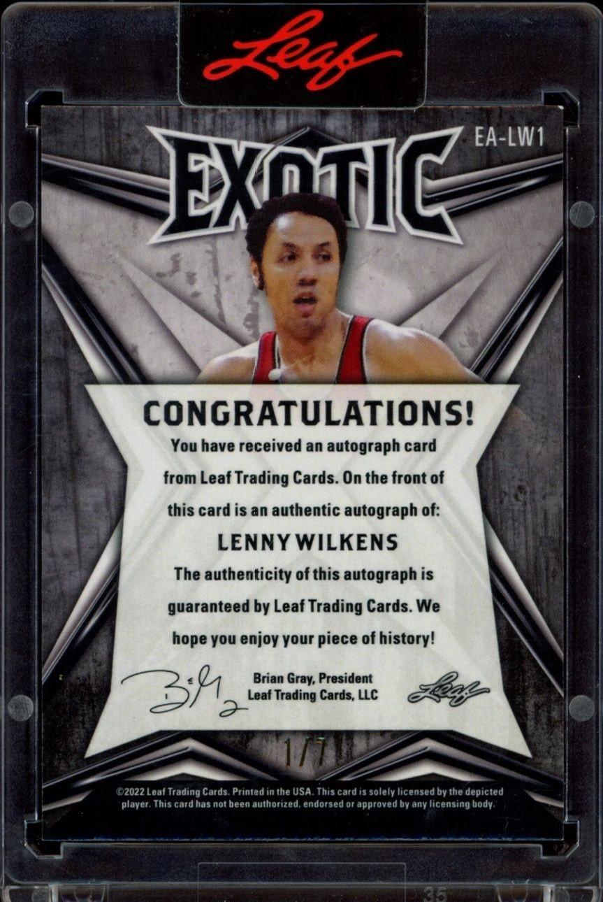 2022-23 Leaf Exotic Lenny Wilkens #EA-LW1 basketball trading card back