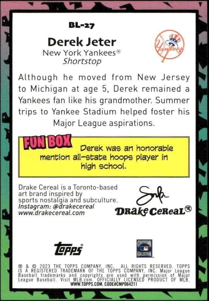 2023 Topps Big League Derek Jeter #BL-27 baseball trading card back