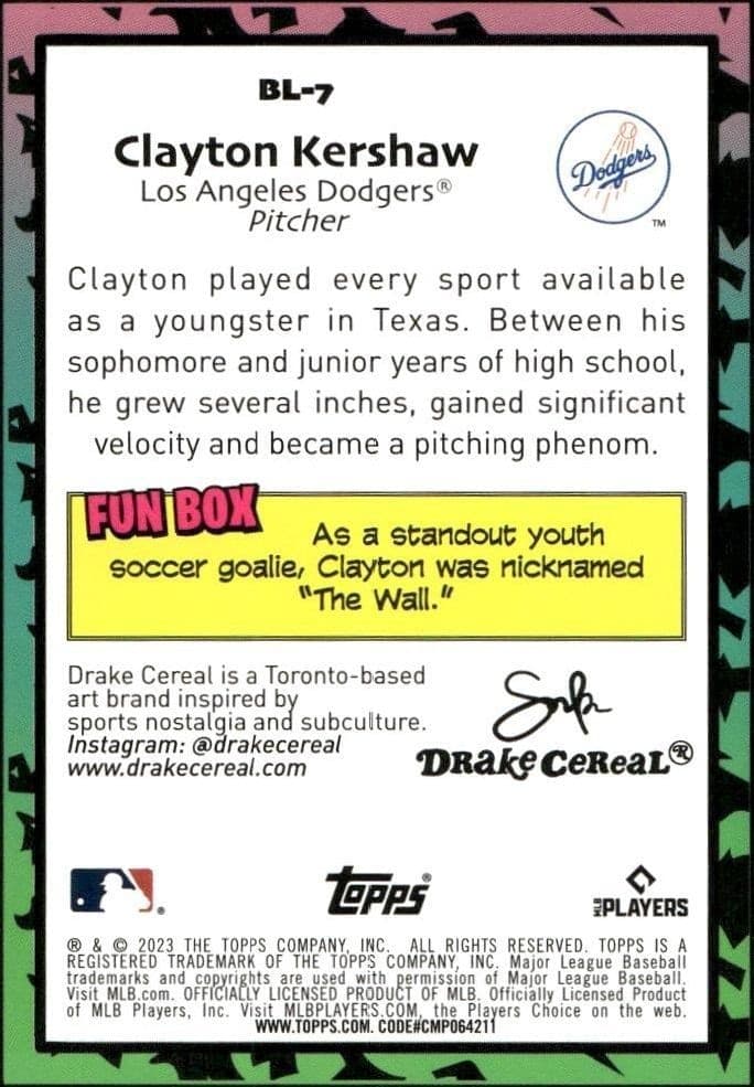 2023 Topps Big League Clayton Kershaw #BL-7 baseball trading card back