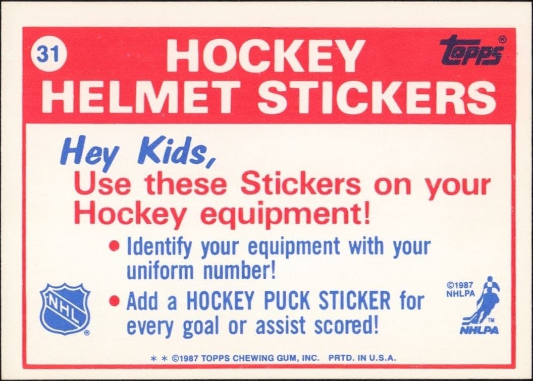 1987-88 Topps Boston Bruins #31 hockey trading card back