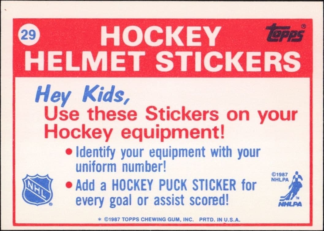 1987-88 Topps Minnesota North Stars #29 hockey trading card back