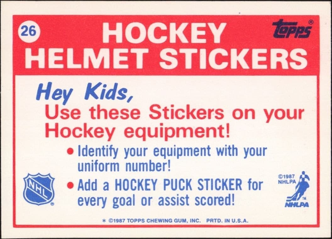 1987-88 Topps Philadelphia Flyers #26 hockey trading card back