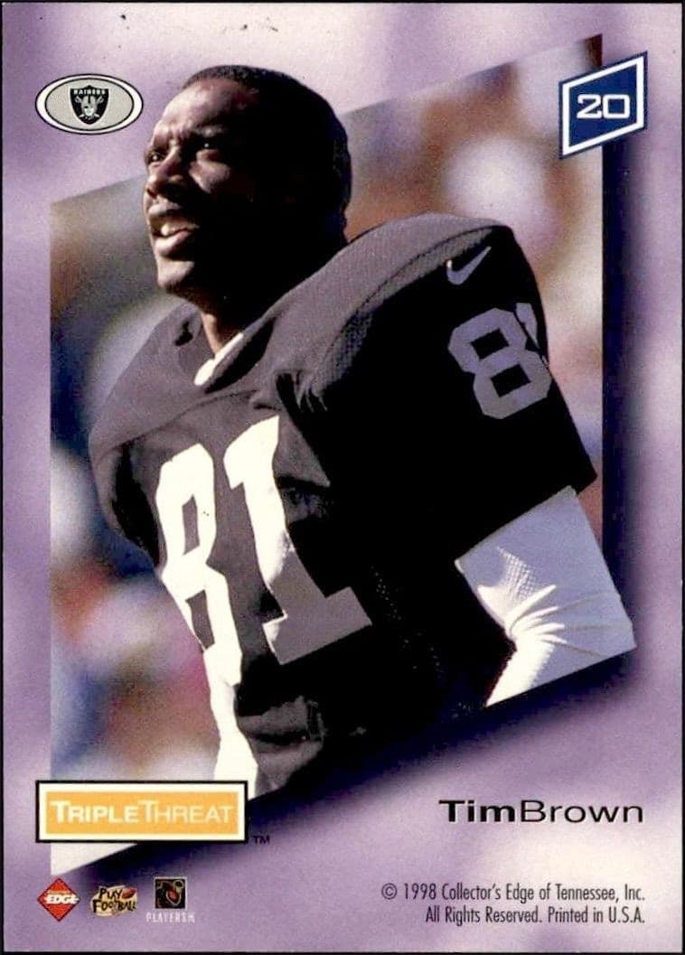 1998 Collector's Edge Tim Brown #20 football trading card back
