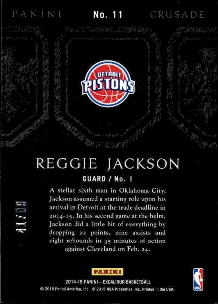 2014-15 Panini Excalibur Reggie Jackson #11 basketball trading card back