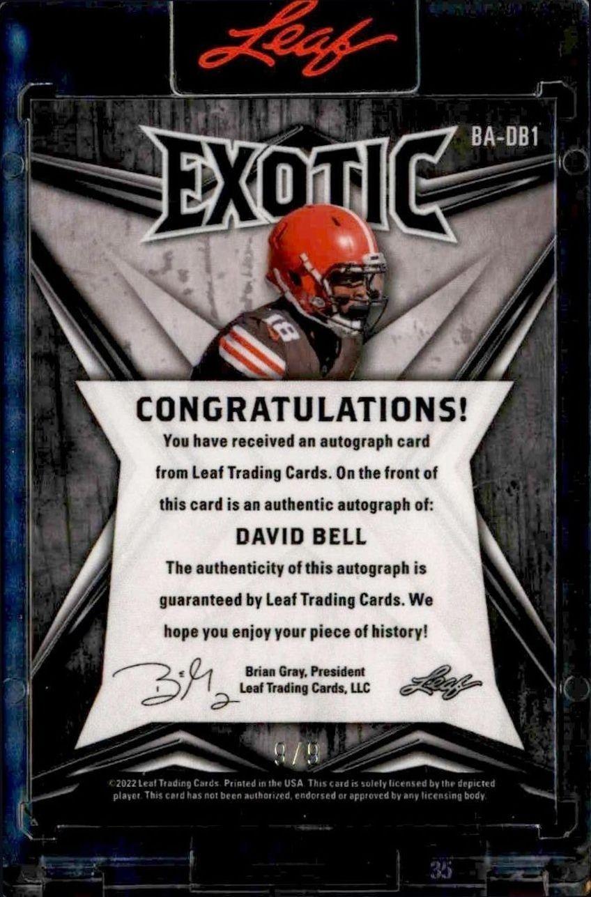 2022 Leaf Exotic David Bell #BA-DB1 football trading card back