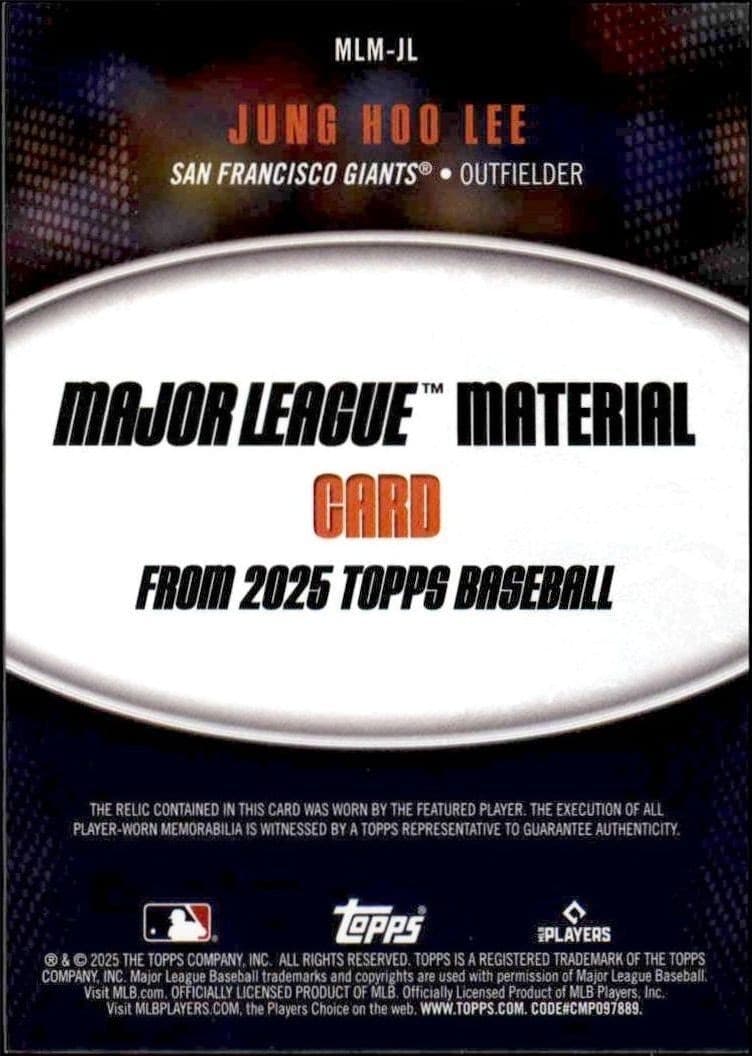 2025 Topps Jung Hoo Lee #MLM-JL baseball trading card back
